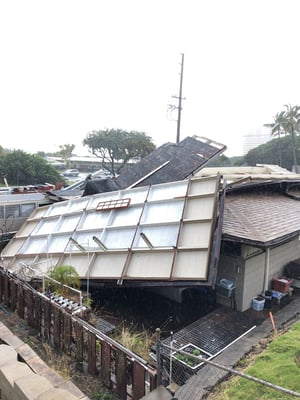 Roof torn off due to heavy winds